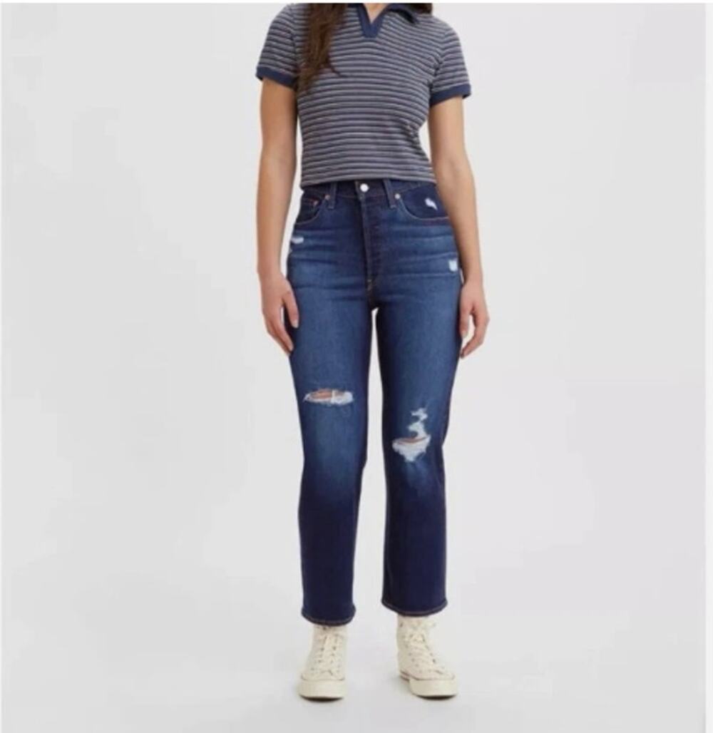 Levi's Ribcage Straight Ankle Jeans 30x27 NWT Dark Indigo 12" Rise